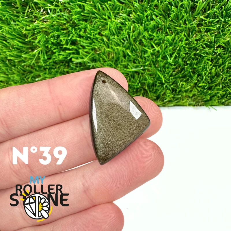 5A Goldener Obsidian Anhänger gebohrt