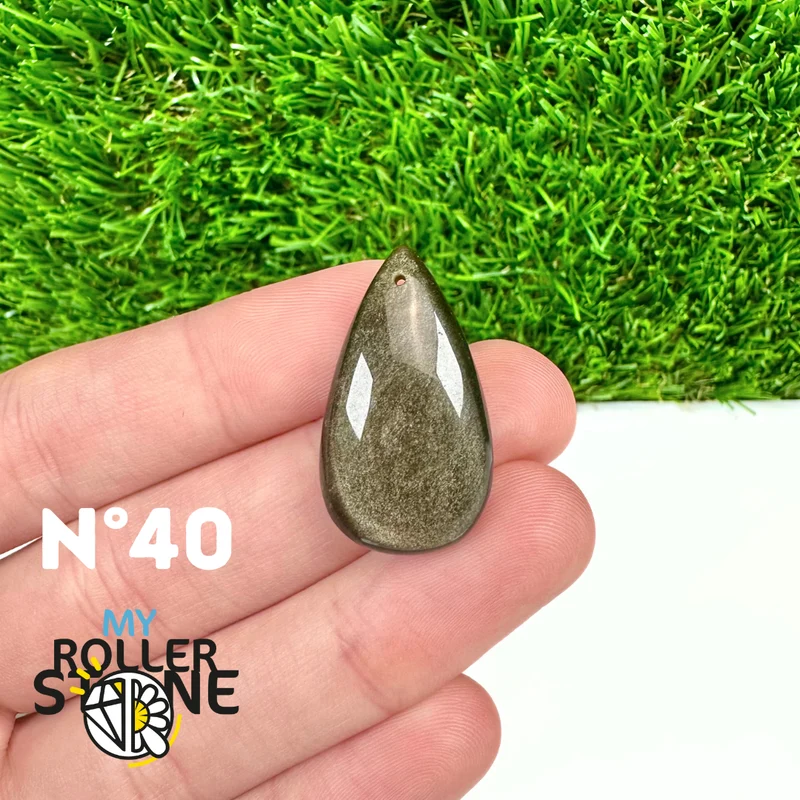 5A Goldener Obsidian Anhänger gebohrt