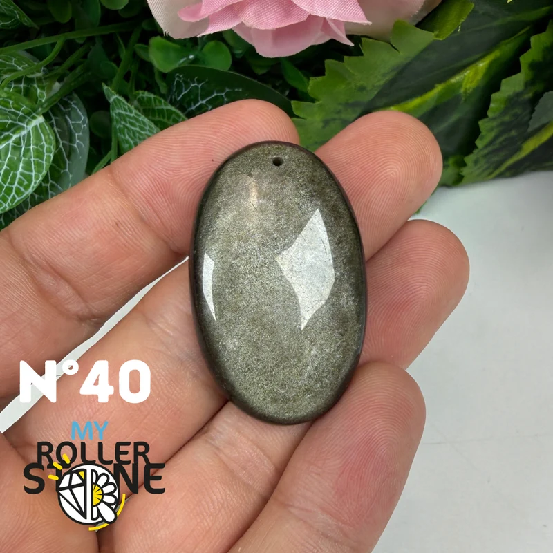 5A Goldener Obsidian Anhänger gebohrt