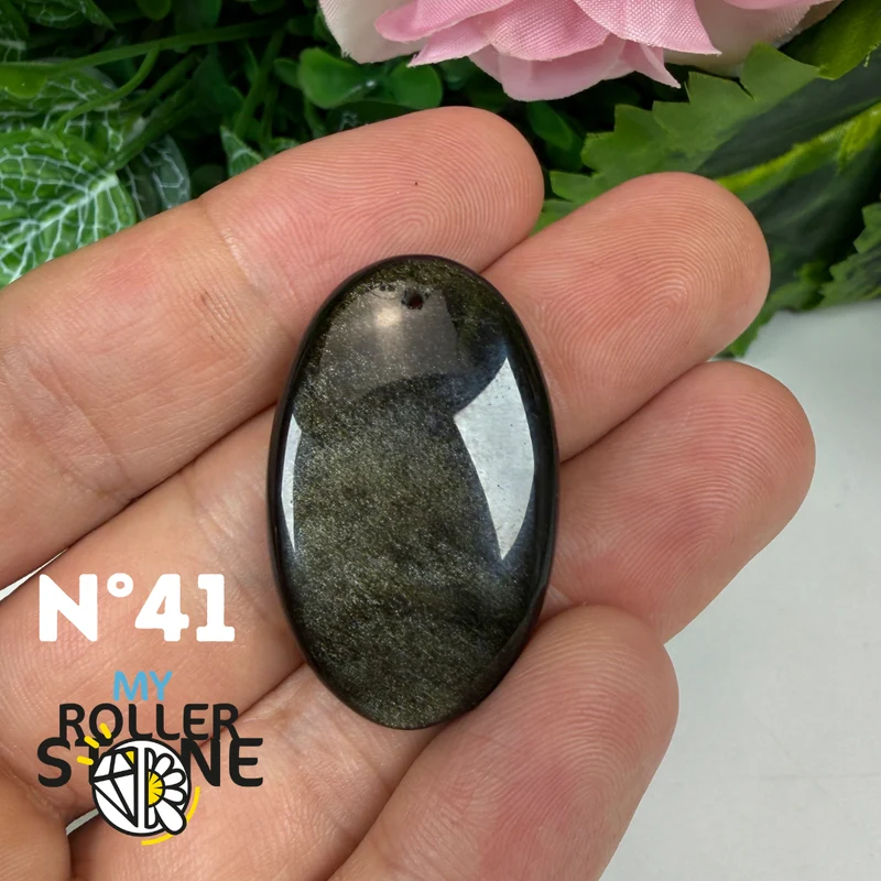 5A Goldener Obsidian Anhänger gebohrt