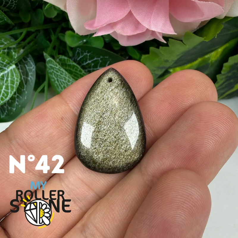 5A Goldener Obsidian Anhänger gebohrt