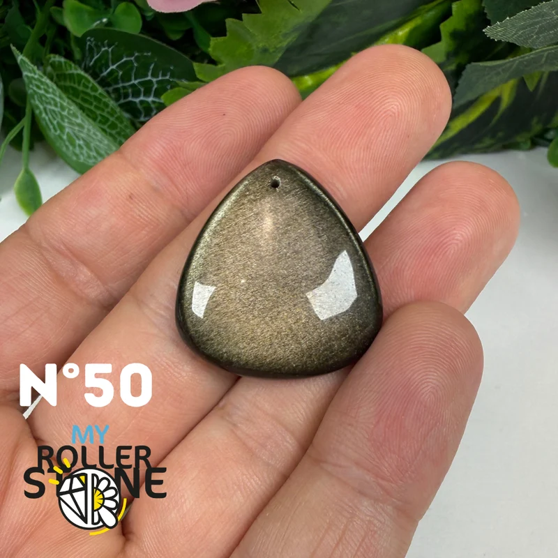 5A Goldener Obsidian Anhänger gebohrt