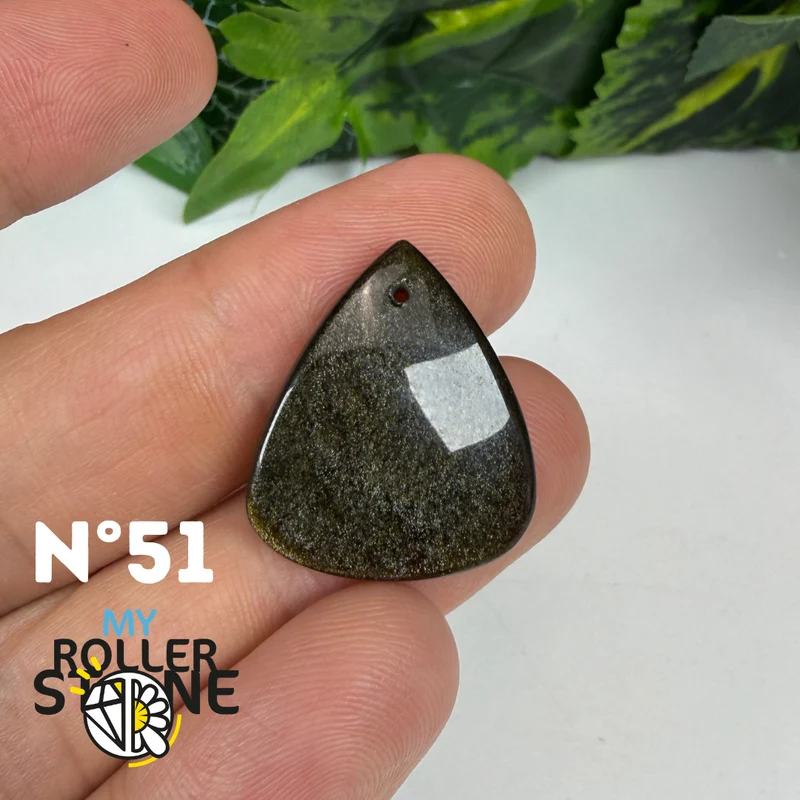 5A Goldener Obsidian Anhänger gebohrt