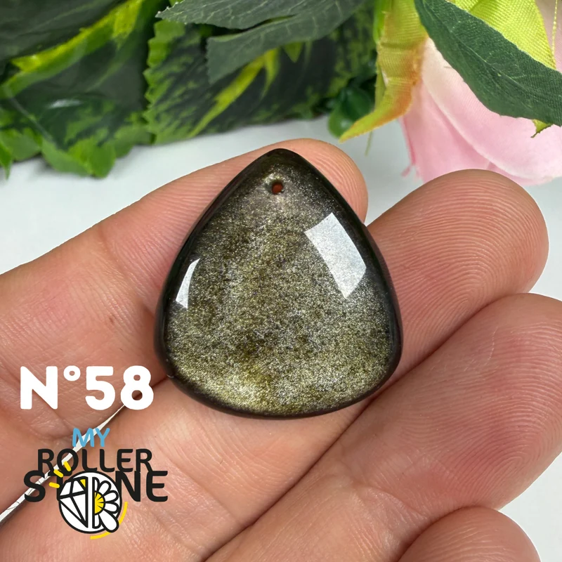 5A Goldener Obsidian Anhänger gebohrt