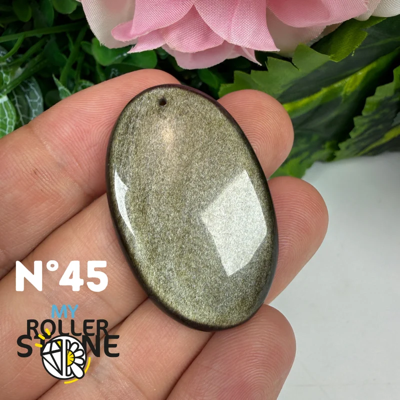 5A Goldener Obsidian Anhänger gebohrt