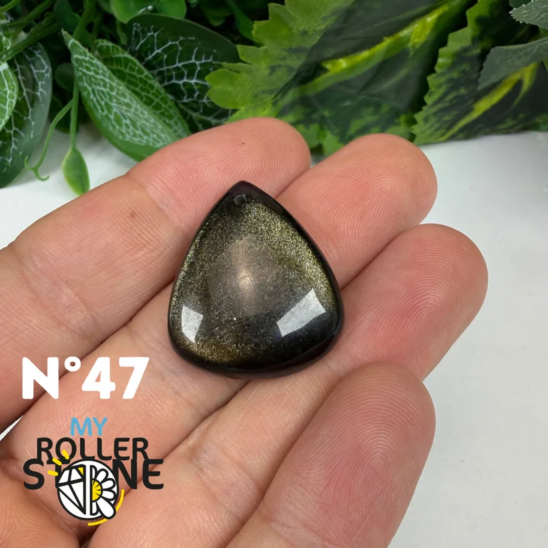5A Goldener Obsidian Anhänger gebohrt