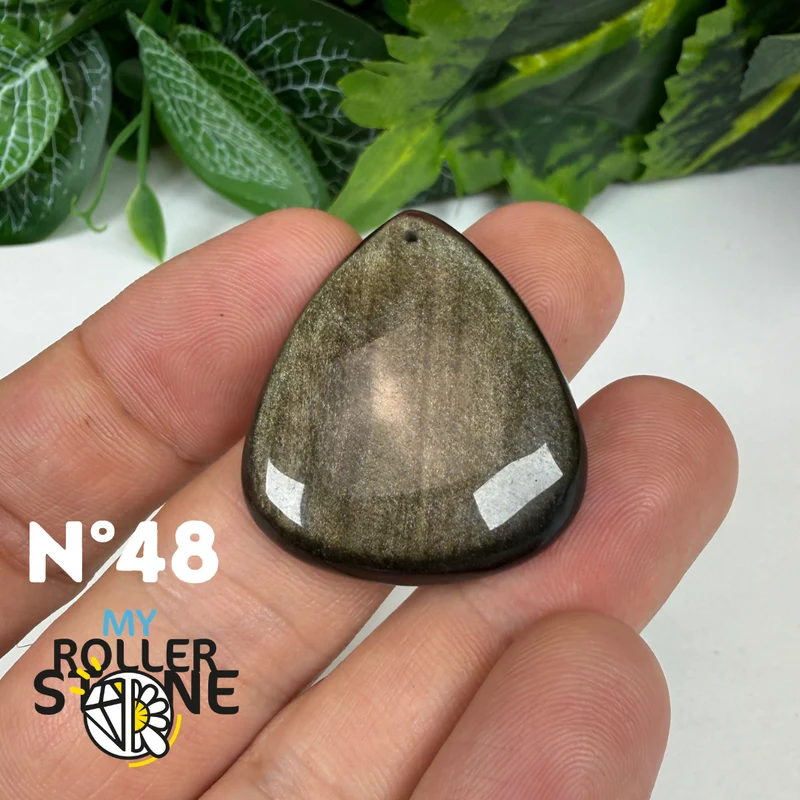 5A Goldener Obsidian Anhänger gebohrt