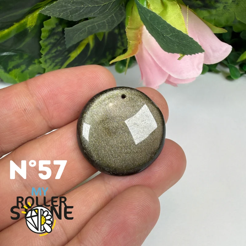 5A Goldener Obsidian Anhänger gebohrt