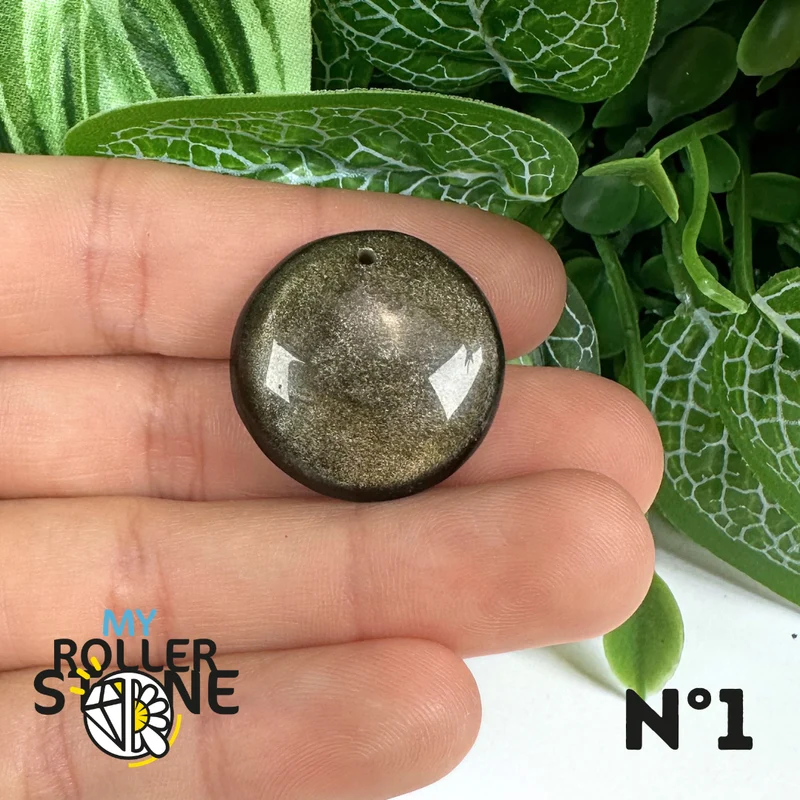 5A Goldener Obsidian Anhänger gebohrt