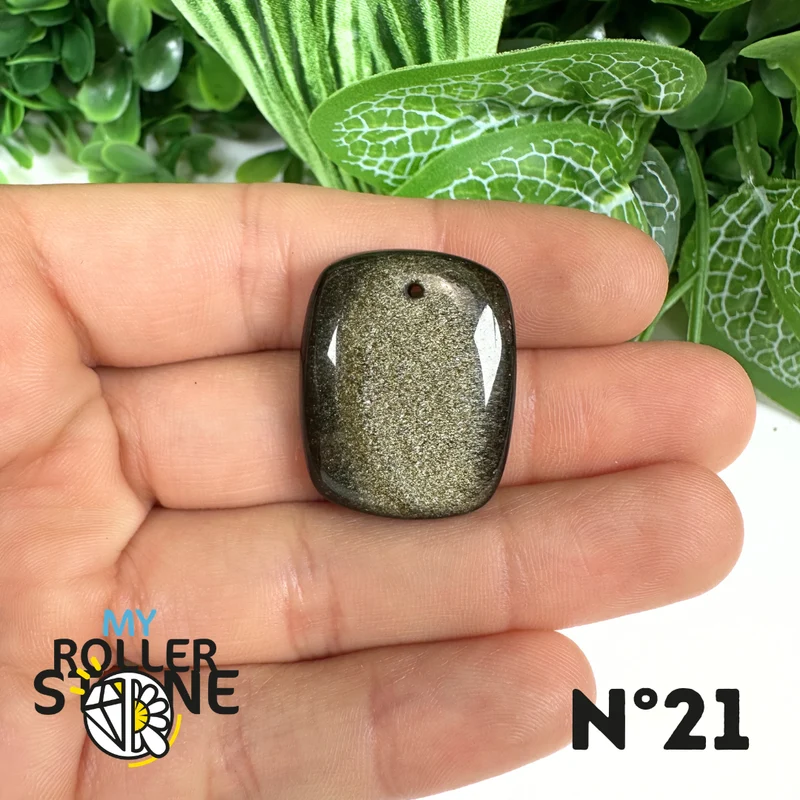 5A Goldener Obsidian Anhänger gebohrt