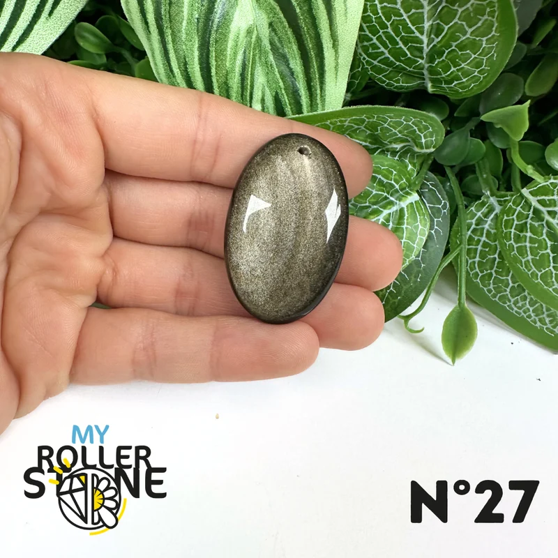 5A Goldener Obsidian Anhänger gebohrt