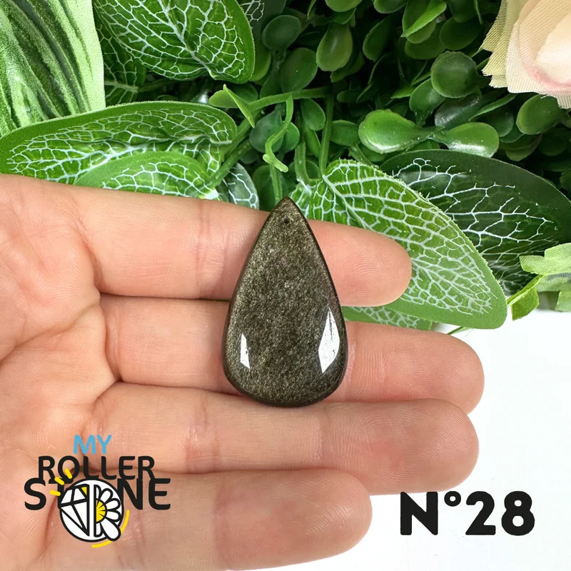 5A Goldener Obsidian Anhänger gebohrt