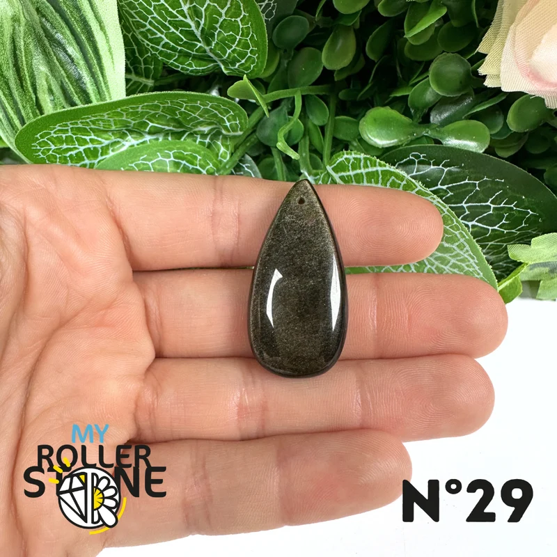 5A Goldener Obsidian Anhänger gebohrt