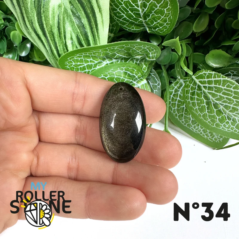 5A Goldener Obsidian Anhänger gebohrt