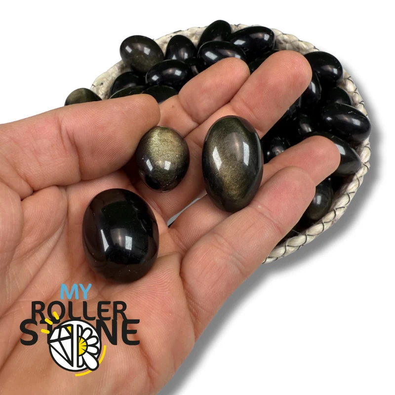 Goldene Obsidian-Trommelsteine