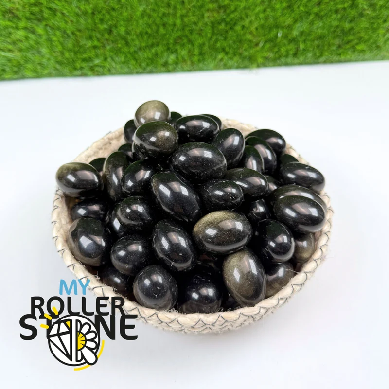 Goldene Obsidian-Trommelsteine