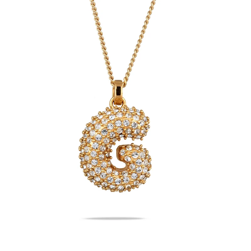 Halskette Bubble Buchstabe G | Mit Kristallen von Swarovski® (Weiß)