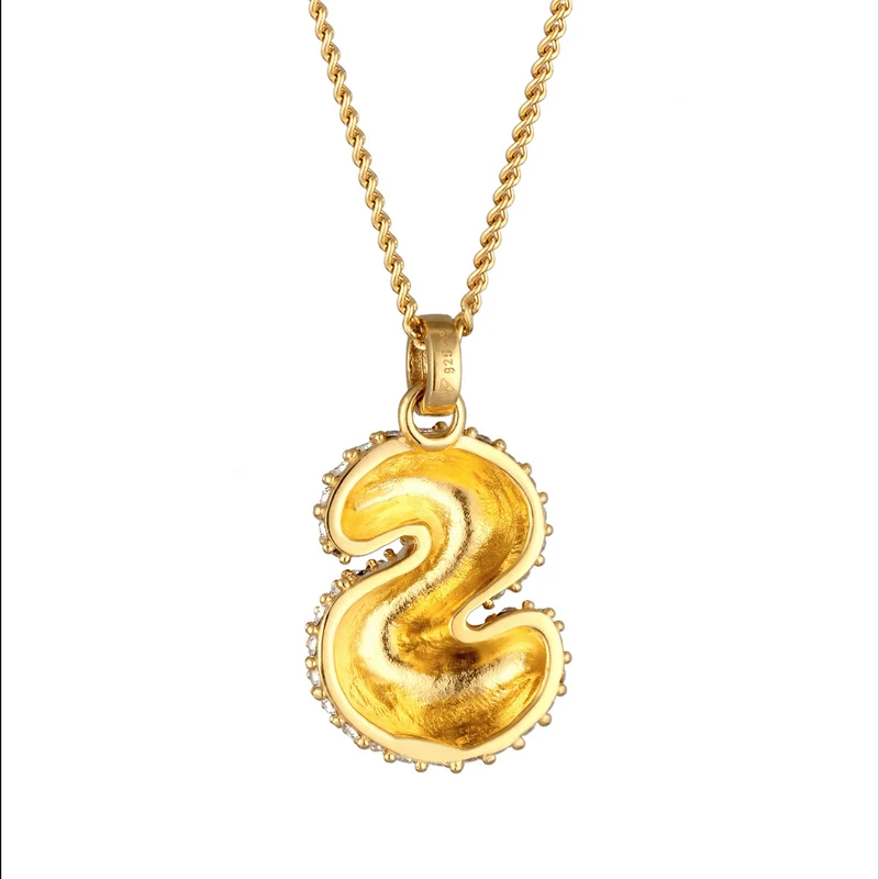 Halskette Bubble Buchstabe S | Mit Kristallen von Swarovski® (Weiß)