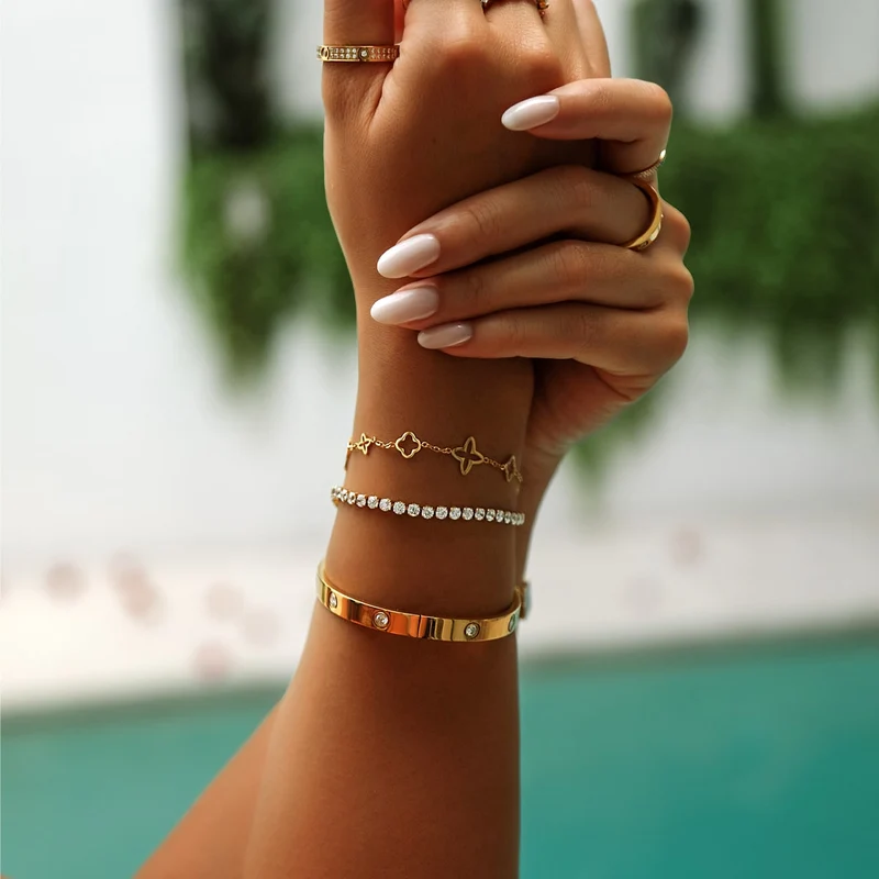 Fancy Clover Armband | 18K vergoldet