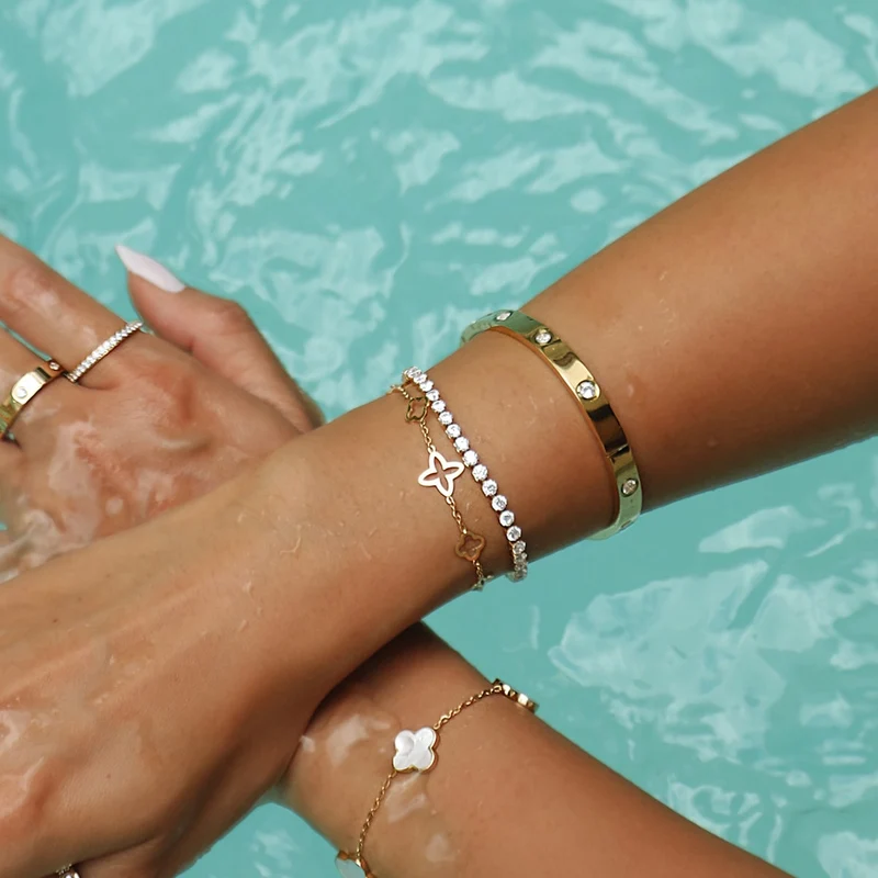 Fancy Clover Armband | 18K vergoldet