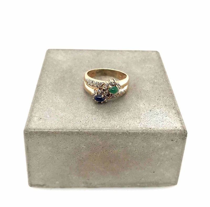 Ring Gelbgold 585 mit Saphir, Smaragd & Brillanten