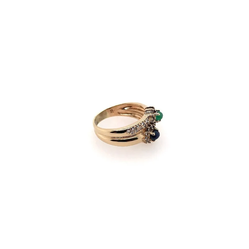 Ring Gelbgold 585 mit Saphir, Smaragd & Brillanten