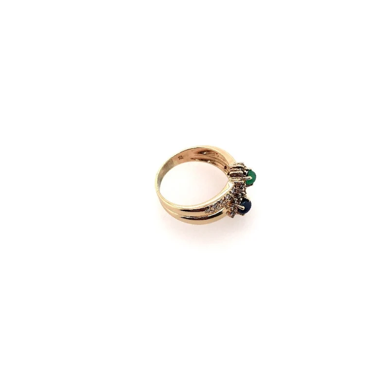 Ring Gelbgold 585 mit Saphir, Smaragd & Brillanten
