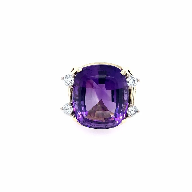 Ring Bicolor Gold 585 mit grossem Amethyst & Brillanten