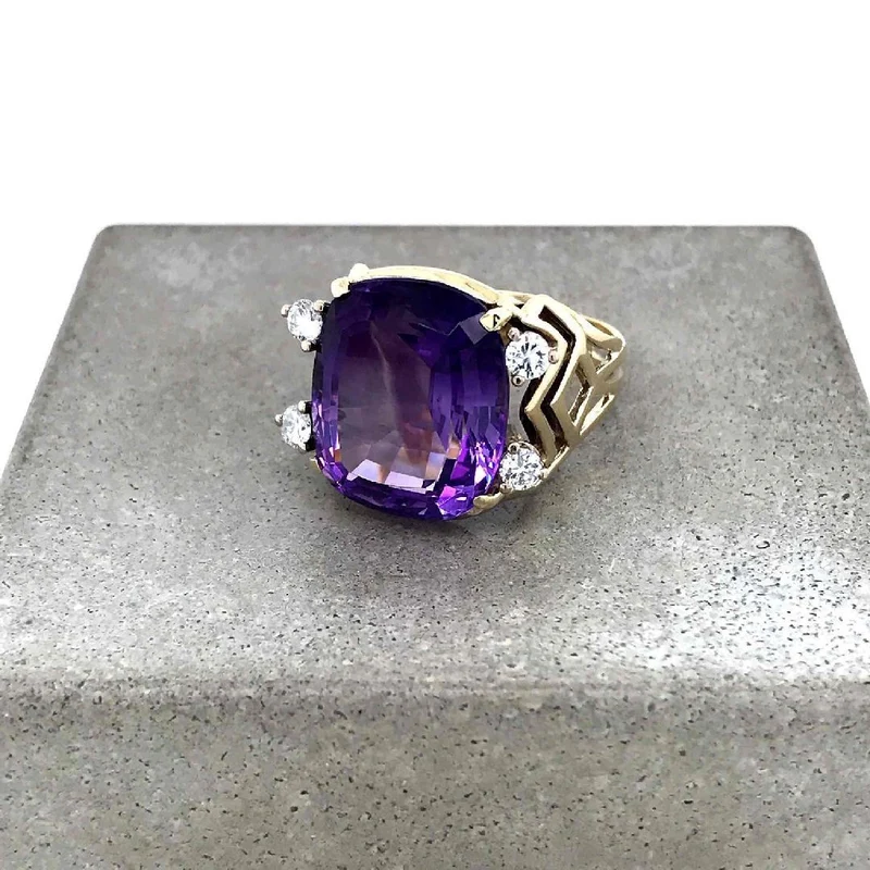 Ring Bicolor Gold 585 mit grossem Amethyst & Brillanten