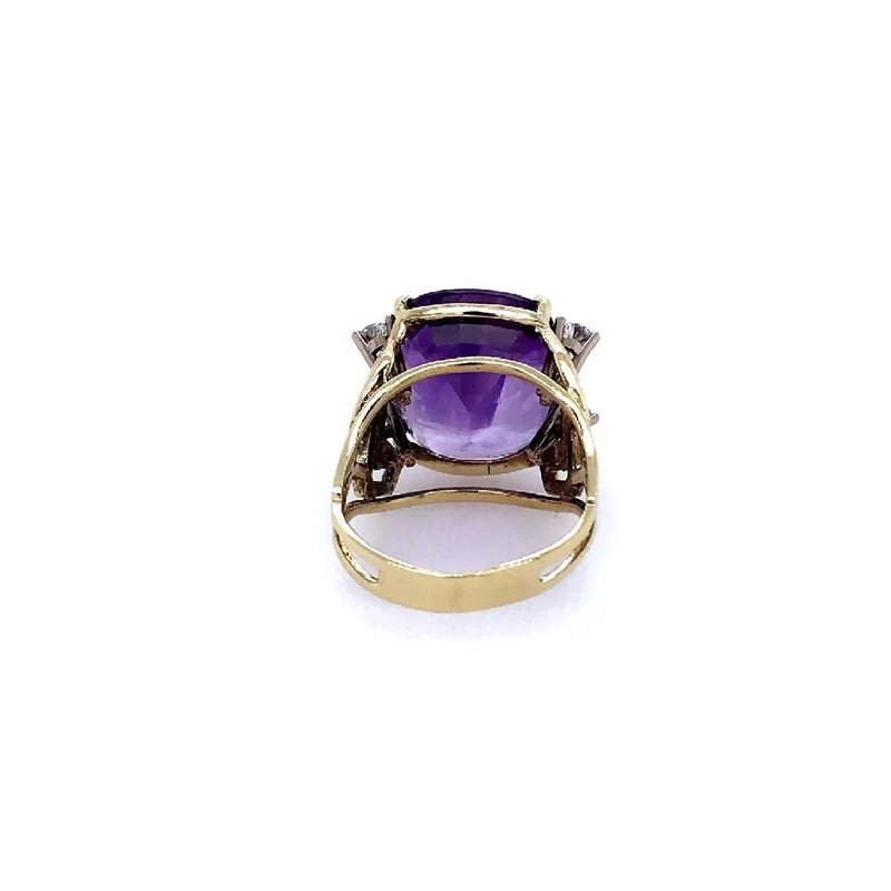 Ring Bicolor Gold 585 mit grossem Amethyst & Brillanten