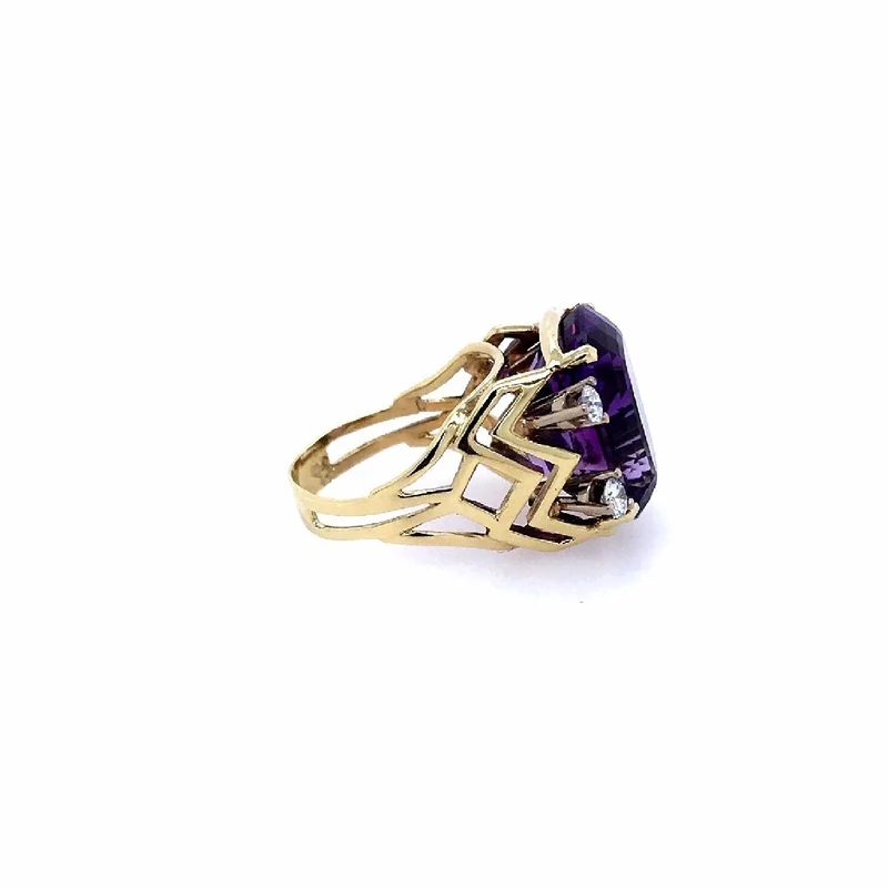 Ring Bicolor Gold 585 mit grossem Amethyst & Brillanten