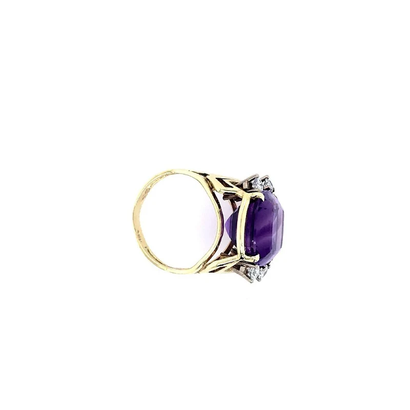 Ring Bicolor Gold 585 mit grossem Amethyst & Brillanten
