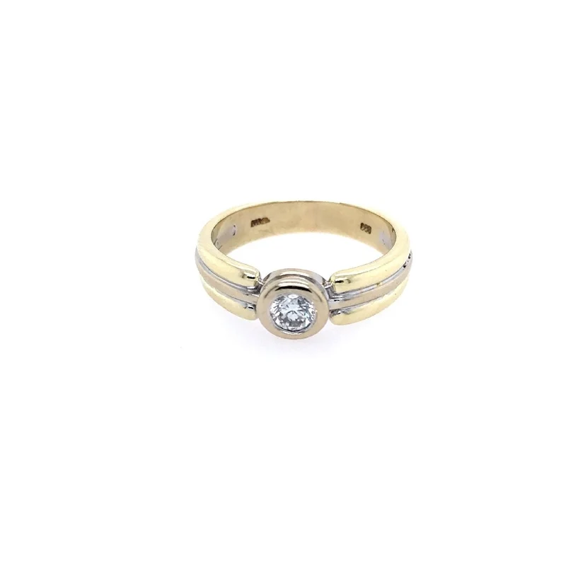 Solitaire Bicolor Gold 585 mit Brillant