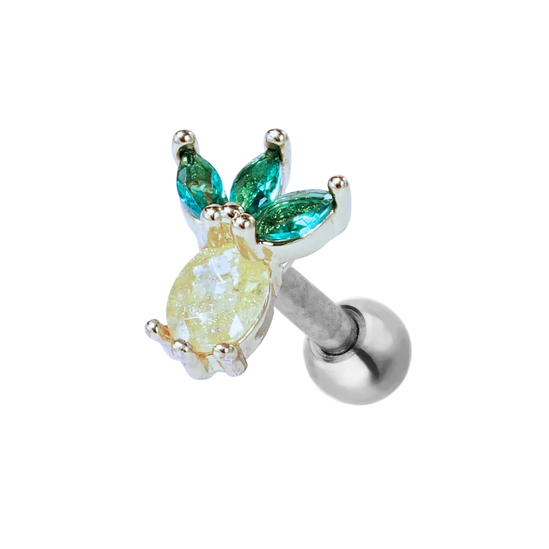 Pave Pineapple Ohr Piercing 18K Vergoldet