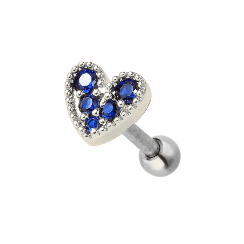 Saphire Heart Ohr Piercing 18K Vergoldet