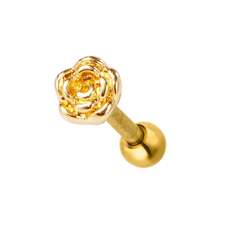 Simple Rose Ohr Piercing 18K Vergoldet