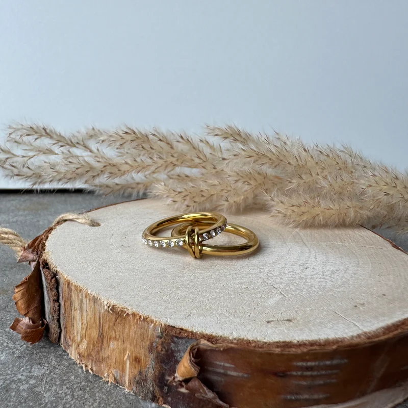 Double Ring | Strass Gold