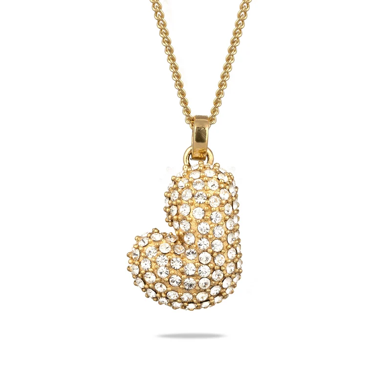 Halskette Bubble Buchstabe J | Mit Kristallen von Swarovski® (Weiß)