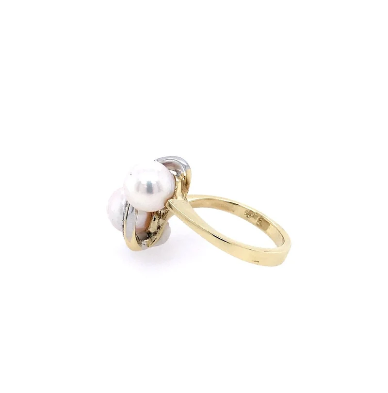 Ring Bicolor Gold 585 mit Perlen & Brillanten