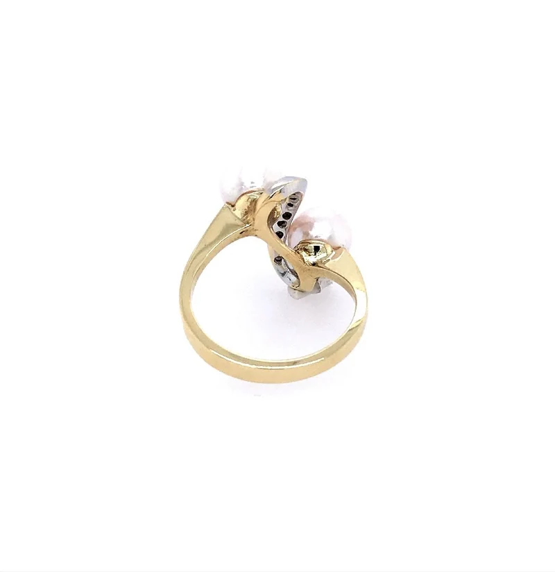 Ring Bicolor Gold 585 mit Perlen & Brillanten