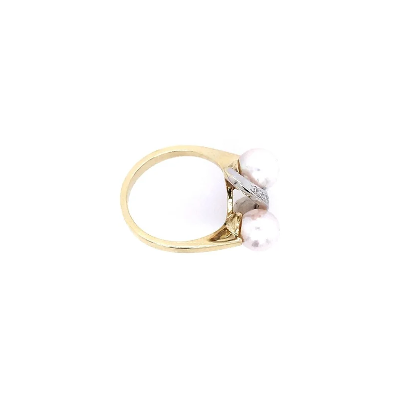 Ring Bicolor Gold 585 mit Perlen & Brillanten