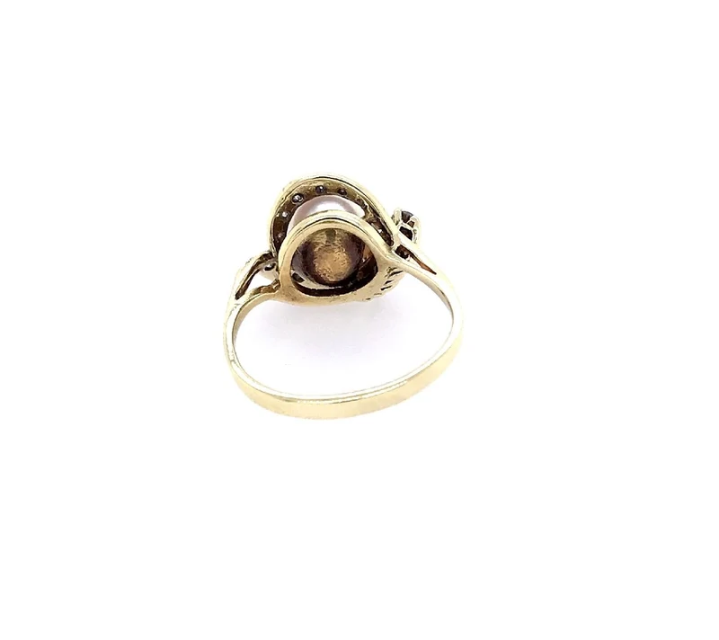 Ring Gelbgold 585 mit Perle, Diamanten & Brillanten