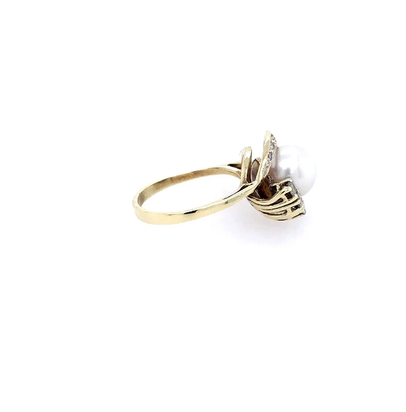 Ring Gelbgold 585 mit Perle, Diamanten & Brillanten