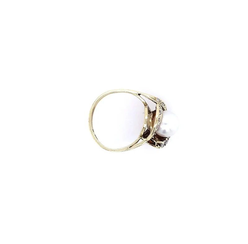 Ring Gelbgold 585 mit Perle, Diamanten & Brillanten