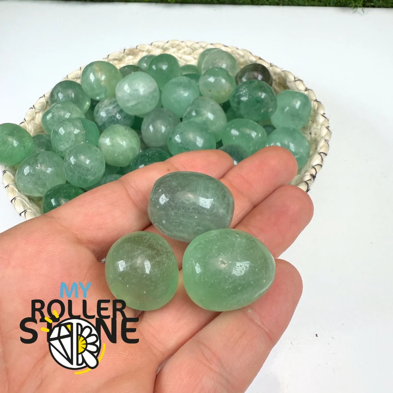 Grüner Fluorit-Trommelstein