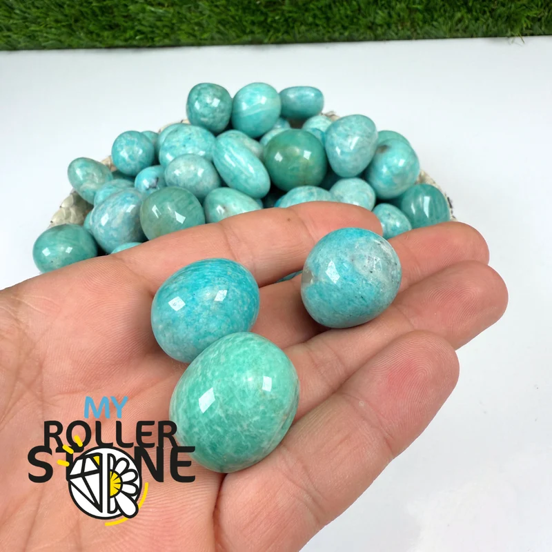 Blaue Amazonit-Trommelsteine