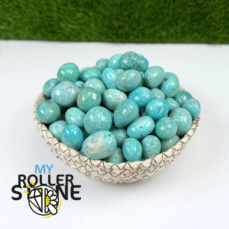 Blaue Amazonit-Trommelsteine