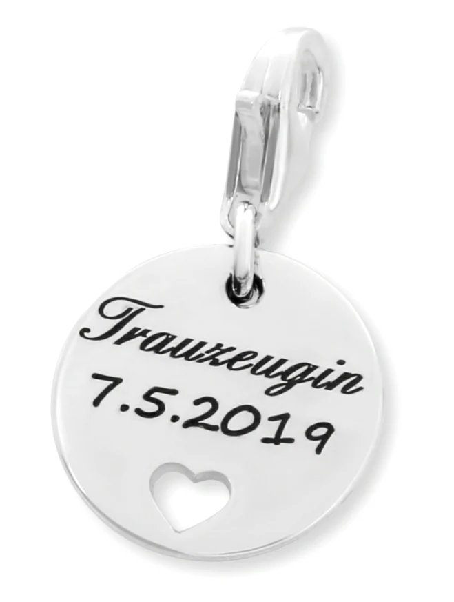 BRIDESMAID CHARM GESCHENK TRAUZEUGIN 925 SILBER CHARMS GRAVUR