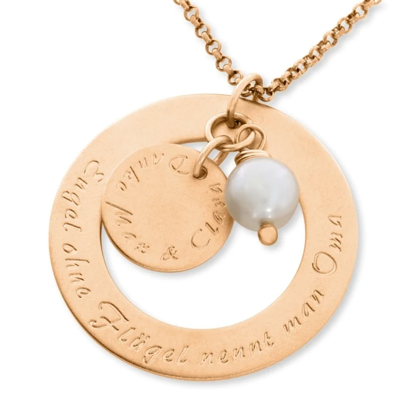 SCHMUCK MIT GRAVUR DAMEN HALSKETTE 925 SILBER ROSÉ VERGOLDET DAMENKETTE MAMA OMA