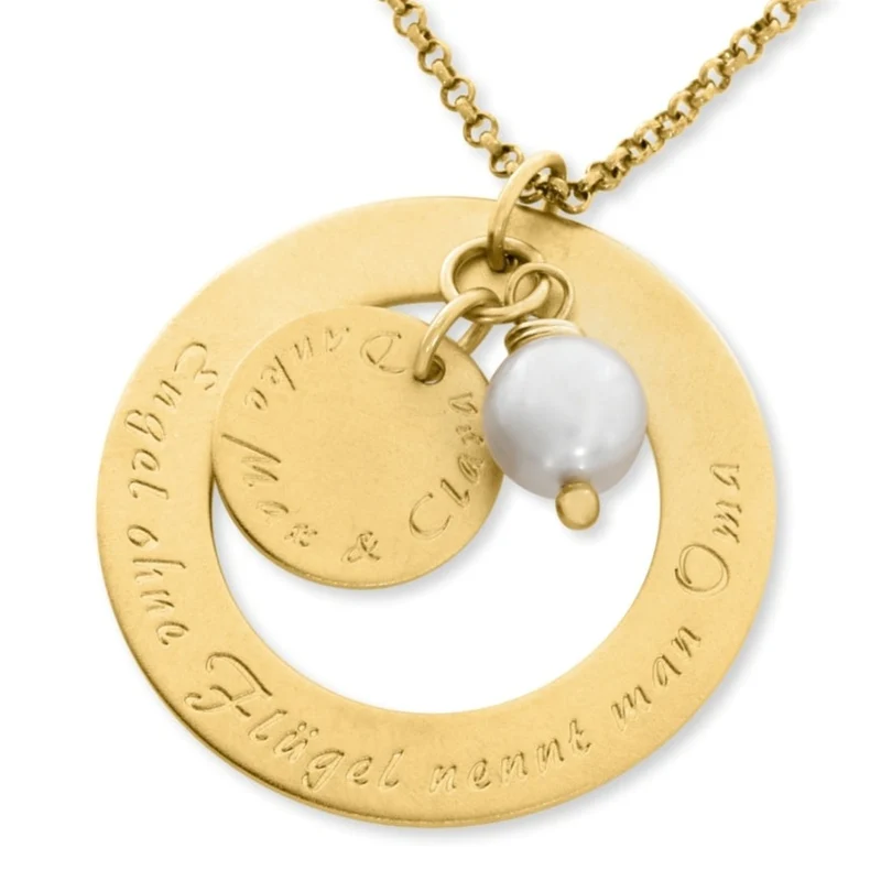 NAMENSKETTE DAMEN GOLD MUTTER OMA KETTE MIT GRAVUR HALSKETTE TEXT